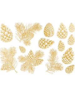 Gold Pinecones Overglaze Decal