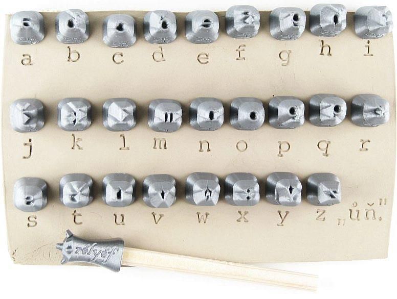 Courier alphabet stamps for clay