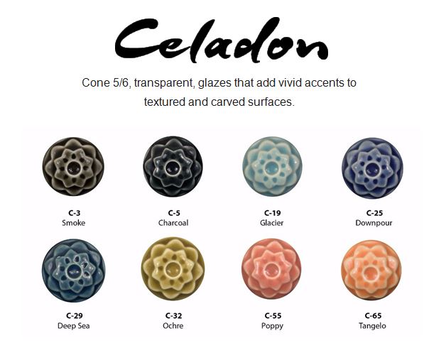 New! Amaco Celadon Glaze Colors