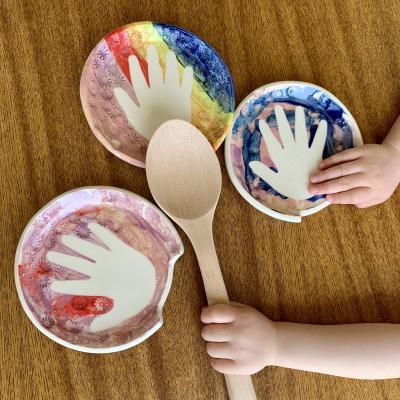 Handbuilt Spoon Rests With Your Childs’ Handprint