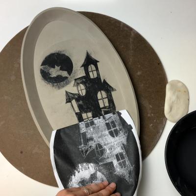 How to Create an Underglaze Transfer using a Photocopy , Our Halloween Project
